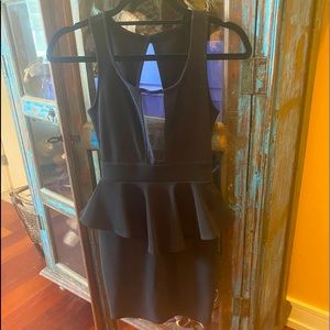Solemio Black Peplum Mini Dress